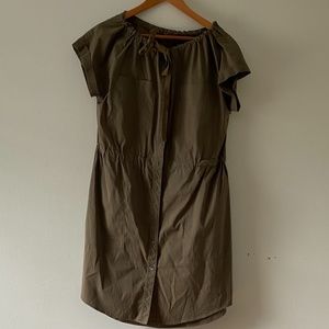 Theory fatigue Green drawstring neckline dress